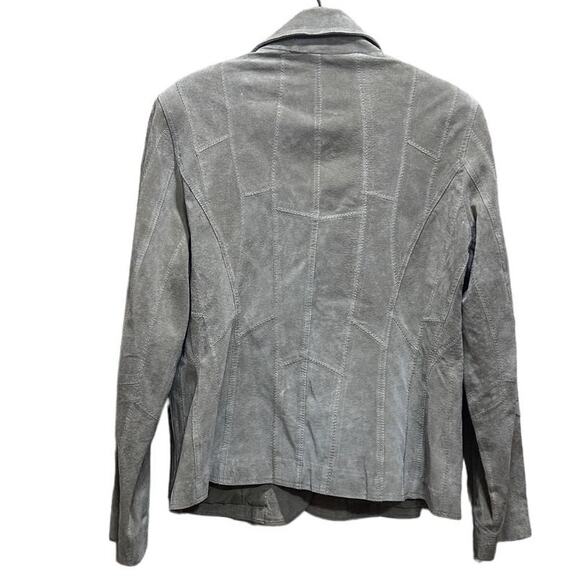 XOXO Suede Leather Hippie Jacket LG Cream/Lt Tan Stitch Detailing Boho Indie - Picture 3 of 13